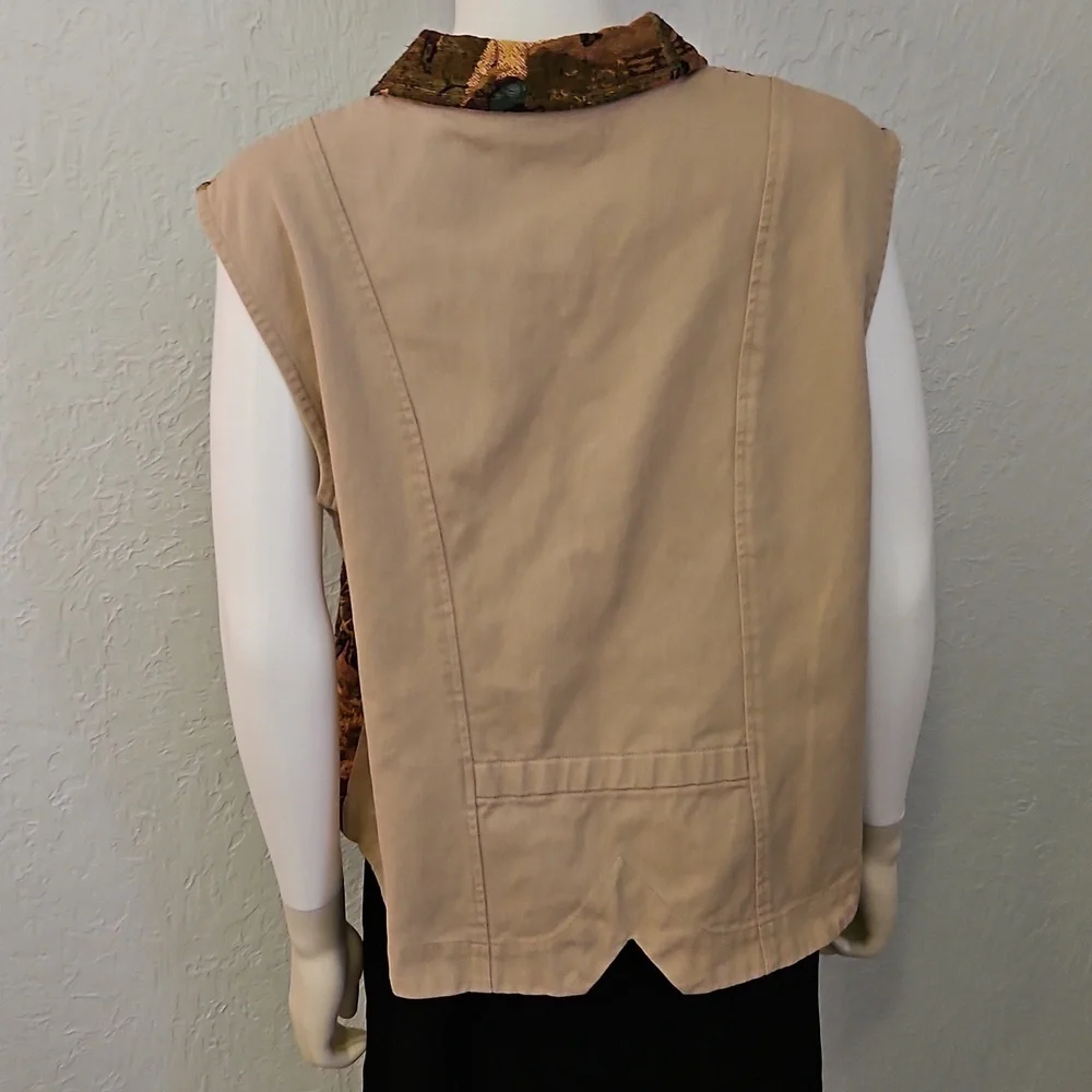 Vtg SADDLE RIDGE 1980s Western Equestrian Horse Tapestry Zipper Vest - Picture 8 of 11